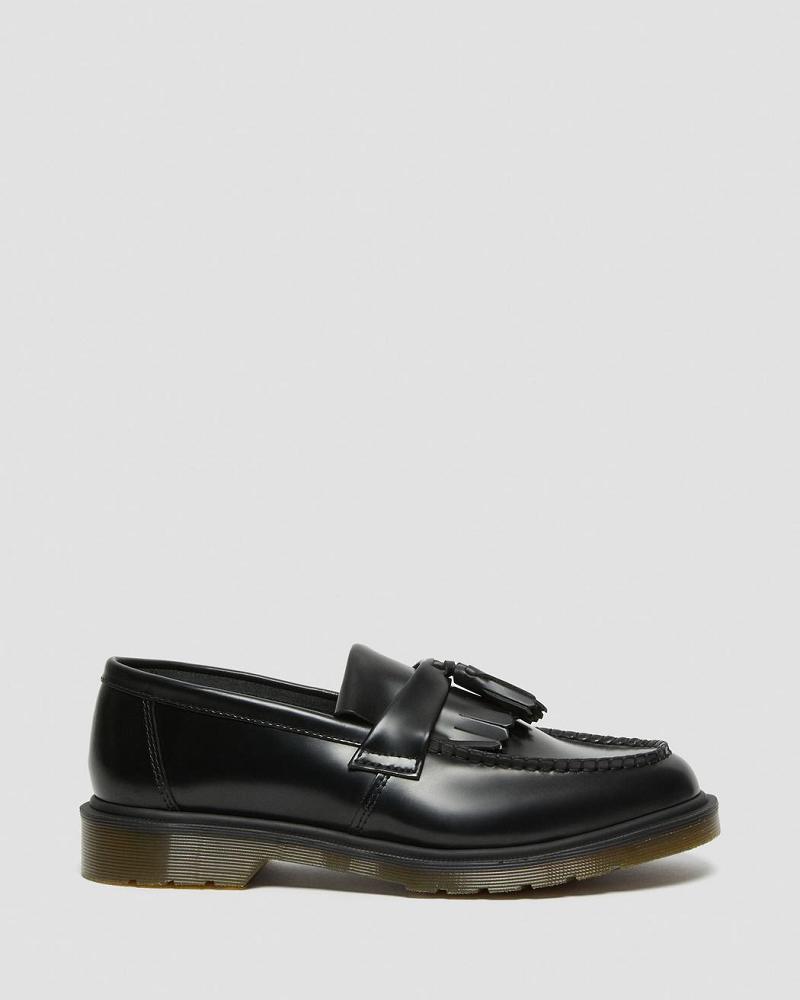 Black Men's Dr Martens Adrian Smooth Leather Tassle Loafers Oxfords Shoes | CA 615CTV